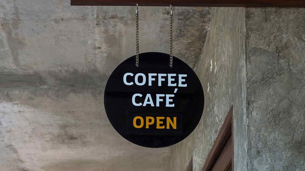 Schild: Coffee Café Open