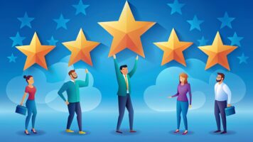 3D People with stars - modern vector in 3d style