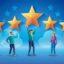 3D People with stars - modern vector in 3d style