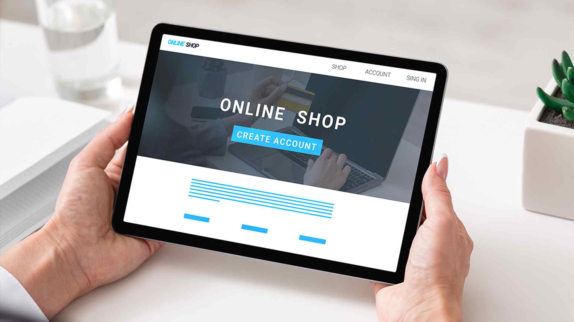 Online Webshop auf dem Tablet