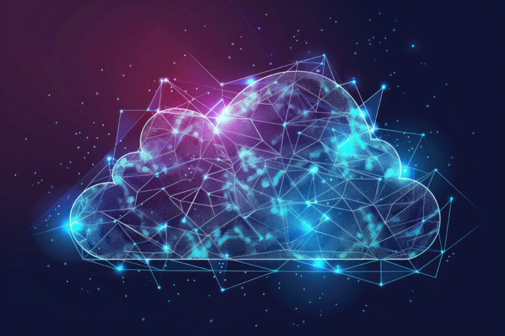 abstract glowing cloud on a dark background, suitable for technology concept designs