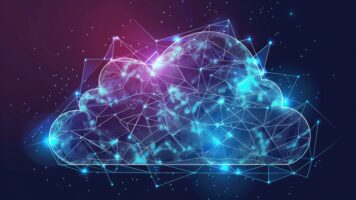 abstract glowing cloud on a dark background, suitable for technology concept designs