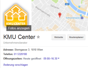 KMU Center Google My Business Eintrag