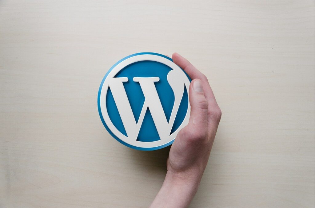 Wordpress Logo in einer Hand